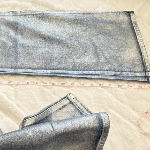 Joe's Jeans The Mia High Rise Foil Wide Leg Denim Party Indigo Metallic 28 NWT - Picture 10 of 15